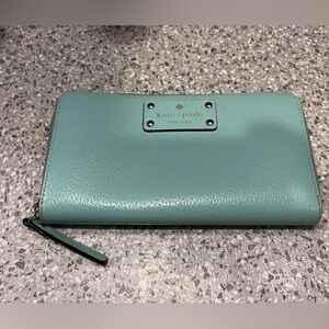 Kate Spade Turquoise Saffiano Leather Wallet with Gold Plate
